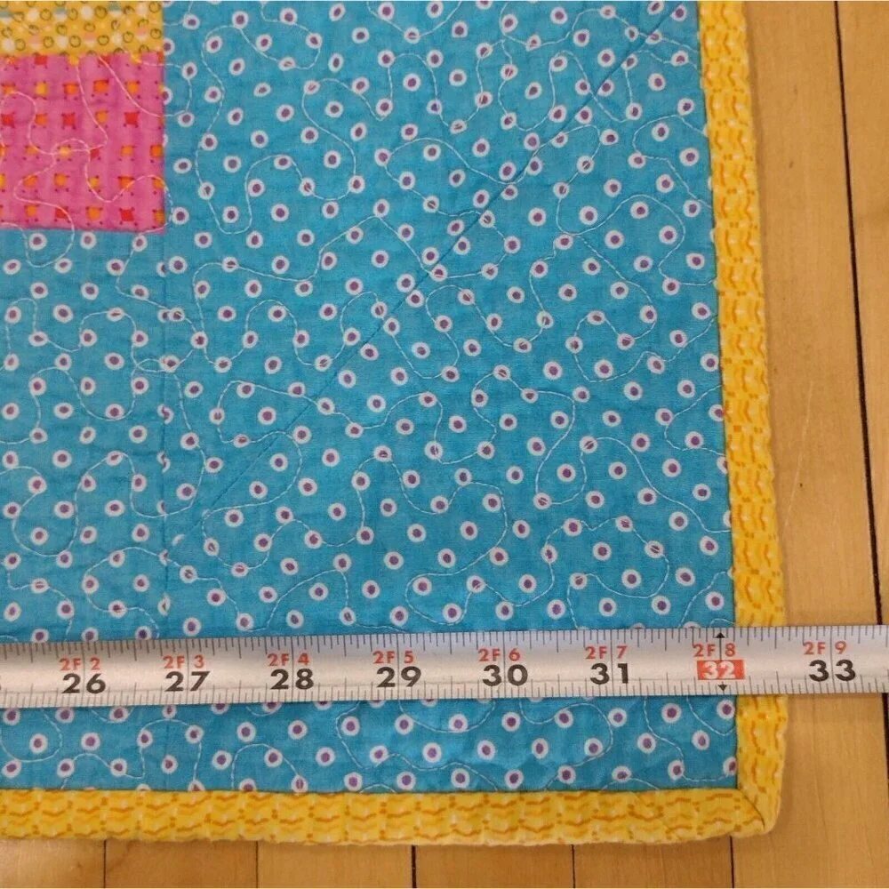 Handmade Care Bears Baby Crib Quilt Lap Blanket Wall Hanger Multi Color 43 X 32